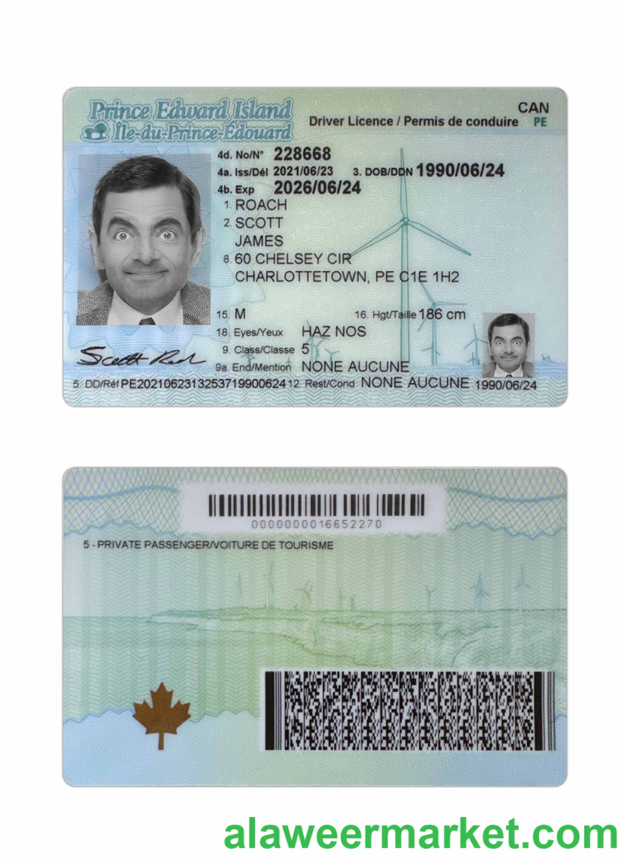 Canada Prince Edward Island driving license